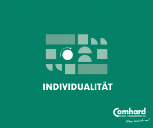 Das Wort Individualität auf grünem Hintergrund.