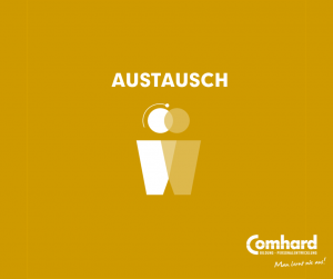 Das Wort Austausch auf dunkelgelbem Hintergrund